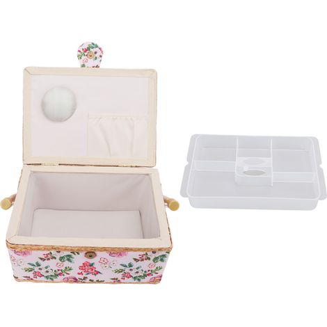 Panier de Couture Grand Format, Boîte de Rangement à Double Étage avec Poignée Confortable, Organiseur pour Maison, Bureau et Voyage (1/5)