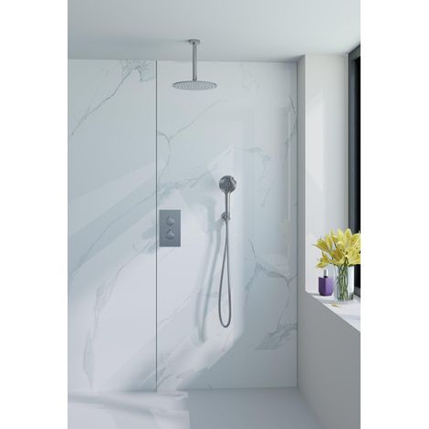 FugaFlow Eccelente Acces Ensemble de douche de pluie encastré - thermostatique - bras de plafond - douche de tête 25cm - douchette ronde - flexible de