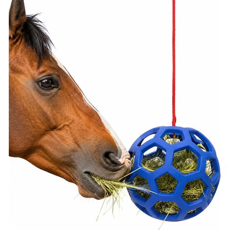 Balle de foin en forme de cheval - Jouet pour chevaux - Foin suspendu - Ralentissement de l'alimentation - Balle d'alimentation pour chevaux, chèvres, moutons (bleu) (1/5)