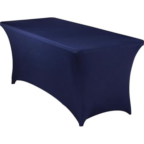 Nappe Extensible Rectangulaire Ajustées, Nappe de Fête en Élasthanne pour Cocktail Anniversaire Mariage Événement, Couverture Table Pliante, Lavable et Infroissable (Bleu Marine,183x76x76cm) (1/4)