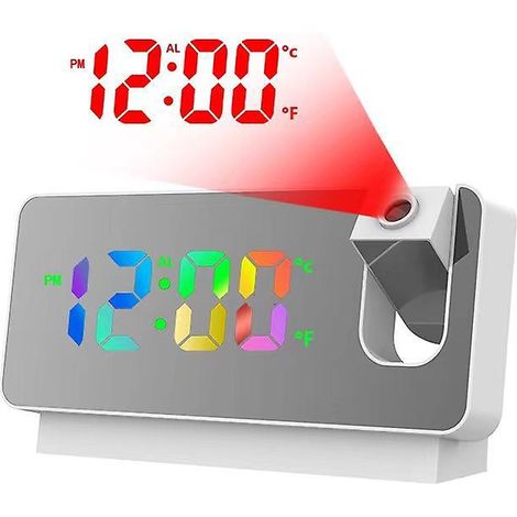 rveil  Projection Au Plafond Couleur Lumire 1 Pice Modle Enfichable, Rveil Radio  Projection Au Plafond, Interface De Temprature Usb, Double Rveil (1/5)