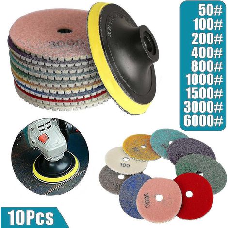 Disques de polissage diamantés pour polissage humide et sec du granit, marbre, béton et pierre. (1/4)