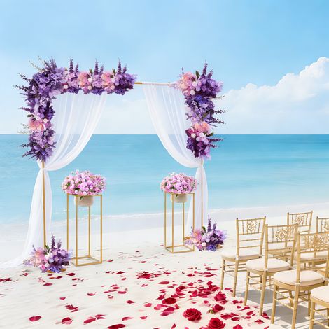 2x2m Support pour ballons dorés avec supports pour fleurs, support de mariage en métal, support pour toile de fond de mariage (1/5)