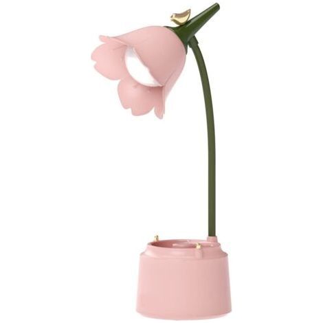 Lampe de Bureau LED Enfant, Lampe de Table Flower, Lampe de Lecture Avec Lumière Réglable et Capteur Tactilee (Rose) (1/5)