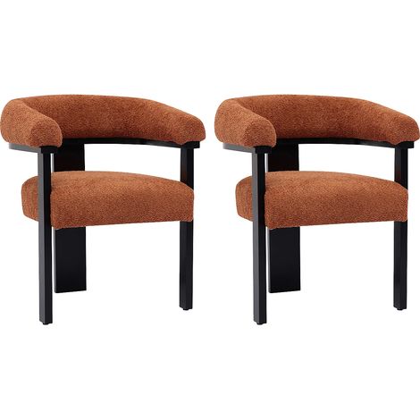 Sedia braccioli Tessuto bouclette e legno di hevea Terracotta e Nero - Lotto di 2 - LIVELIA di Pascal MORABITO (1/5)