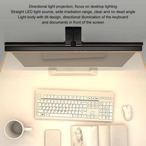 Tbest Barre lumineuse pour moniteur avec 3 modes d'éclairage commutables, contrôle tactile graduable pour bureau et maison (1/4)