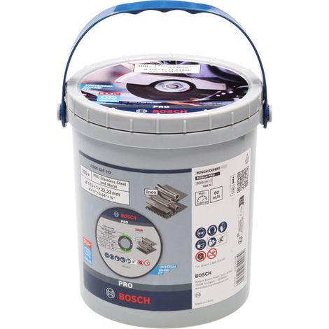 Bosch PRO  Stainless Steel  and Metal  Trennscheibe 115  x 1  x 22,23  mm gerade  100 St  - 2608626112 Disco de  corte  Bosch  PRO  de acero  inoxidable  y metal  115  x 1  x 22,23  mm recto  100  uni (1/5)