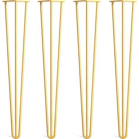 Lot de 4 pieds épingle 20 cm en acier – 3 tiges pour meilleure stabilité – 16 vis de fixation incluses – Pour meubles modernes (1/3)