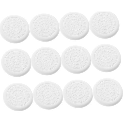 Juego de 12 almohadillas redondas antideslizantes de silicona blanca de 6 cm, autoadhesivas y resistentes a la humedad, para patas de mesas y sillas. (1/5)