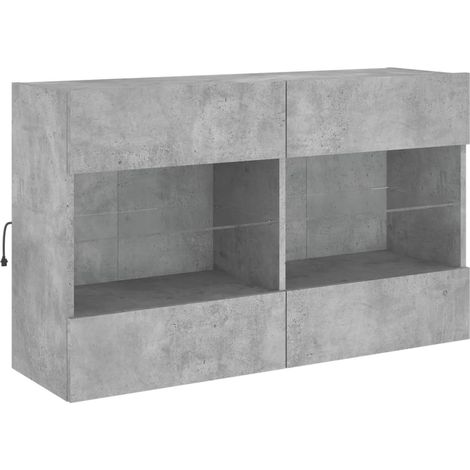 Mobile TV multimediale scaffale per televisione televisione buffet sala da pranzo soggiorno camera da letto a parete con luci a LED 98,5 x 30 x 60,5 cm grigio 020027931
