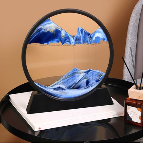 Cuadro decorativo giratorio de arena azul dinámica de 12 pulgadas, 25,5 x 25,5 cm.