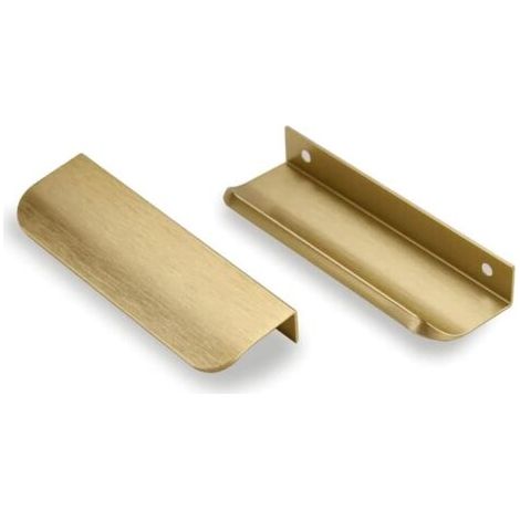 Pair - Ensemble de six poignées invisibles, poignées de meuble, poignées de placard modernes et minimalistes en alliage d'aluminium, poignées de tiroir (or brossé, entraxe de 96 mm) (1/5)