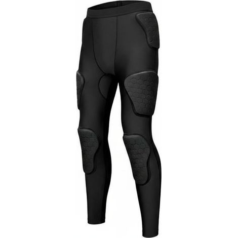 Adult Compression Padded Protective Pants, Shock-Absorbing Sports Tights with EVA Padding, Slim Fit, Flexible and Lightweight, Suitable for XL, Black-Black Line (1/5)