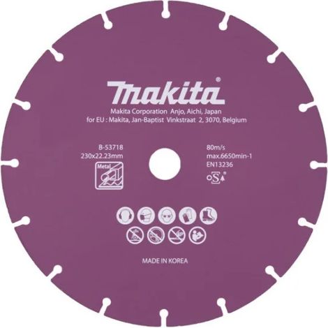 Makita - Disque à tronçonner diamanté pour métal 230x22,2 mm B-53718 (1/2)