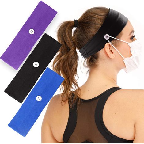 Bandeau À Boutons Pour Masque - Élastique Anti-Dérapant En Coton - Protection Des Oreilles - Lot De 9 (1/5)