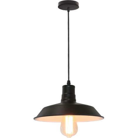 Industrial Pendant Light Vintage Black Metal Dome Ceiling Lamp Shade Hanging Chandelier for Living Room Kitchen Island Restaurant