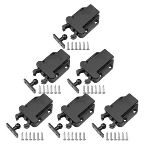 Schwarz 6 Stück Push-to-Open-Verriegelungen mit Taktiler Entriegelung für Schränke, Nicht-Magnetische Schubladenverschlüsse für Schrankmöbel (1/5)