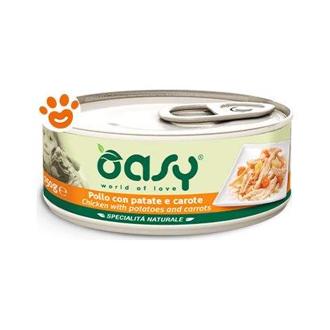 Oasy Dog Natury Soft Jelly Pollo con Patate e Carote - Lattina 150 Gr - Cibo Umido Cani
