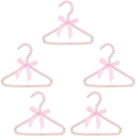 Lot de 5 cintres à perles pour enfants : petits cintres à nœud et perles pour vêtements d'enfants et d'animaux (chien) - 20 cm de rangement pour robes et vêtements d'enfants - Idéal pour les séances p (1/5)