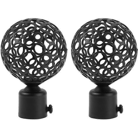 2 embouts de tringle à rideaux ajourés, finitions décoratives-8.80X5.80X5.80CM-Black (1/2)