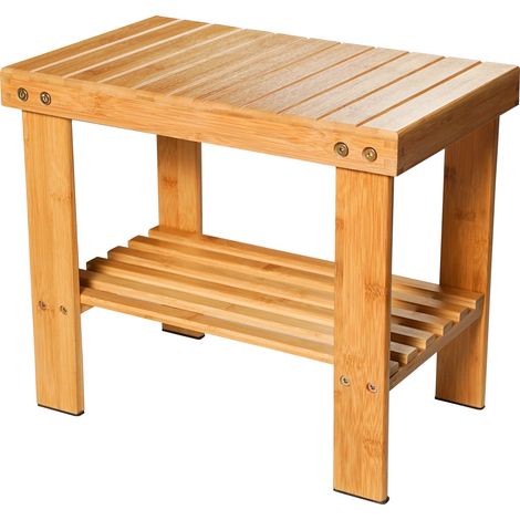 Etagère à Chaussures, Banquette en Bambou Haute de Gamme, Rangement Chaussure/Salle de Bain,45x25x34cm