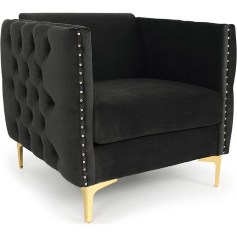 Fauteuil Design en Velours "Suez" 83cm Noir (1/3)