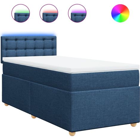 Maison Exclusive - Sommier à lattes de lit avec matelas Bleu 100x200 cm Tissu (1/5)