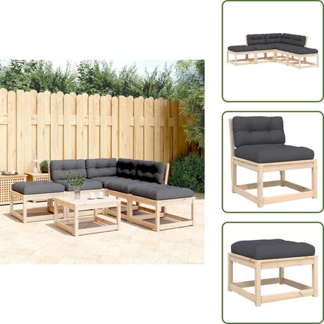 Muebles de terraza - vidaXL Juego de sofás de jardín 5 pzas con cojines madera maciza pino - Sofás de madera