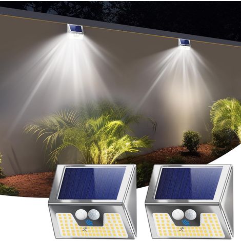 Lampe Solaire Extérieur Détecteur de Mouvement, Lot de 4 Lumiere Solaire Exterieur Avec IP65 Étanche, 3 Modos Eclairage Exterieur Solaire, Lampe Solaire pour Jardin, Garage (1/5)