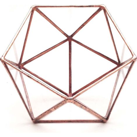 Géométrique Terrarium en Forme de Demi-sphère Triangulaire en Verre Fait à la Main, Pot de Fleurs pour bonsaï, Table Décoration pour Plantes Grasses, Pas de Plantes, Cuivre (1/4)