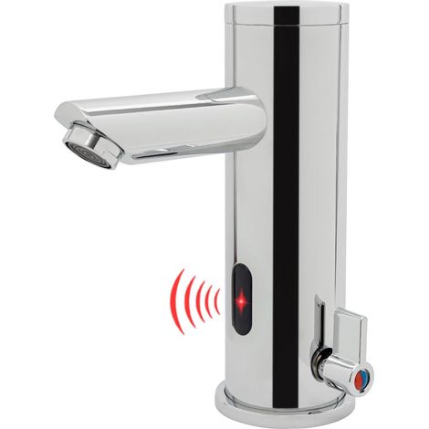 HAUTOUR Robinet infrarouge pour salle de bain avec capteur automatique - Robinet de lavabo sans contact pour robinet de salle de bain - Robinet d'eau chaude et froide (1/5)