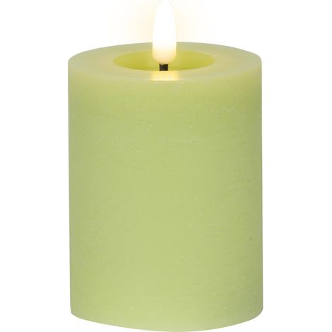 Lumineo LED Indoor Kerze Echtwachs Hellgrün Ø 7 cm Höhe 11,2 cm - Wachs (1/2)