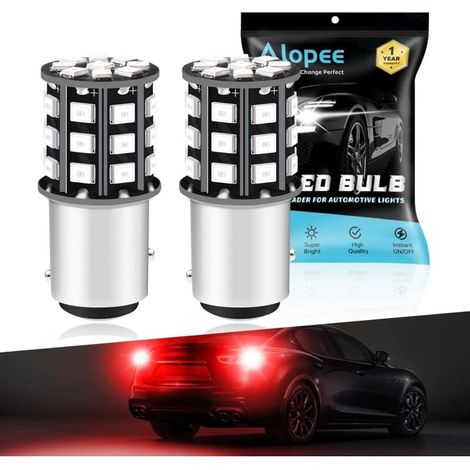 6,7-W-LED-Lampe 1157 Rot, Doppelfunktion (Brems- und Positionslicht) – 33 SMD 2835, polaritätsunabhängig (12 V) – 2er-Pack (1/4)