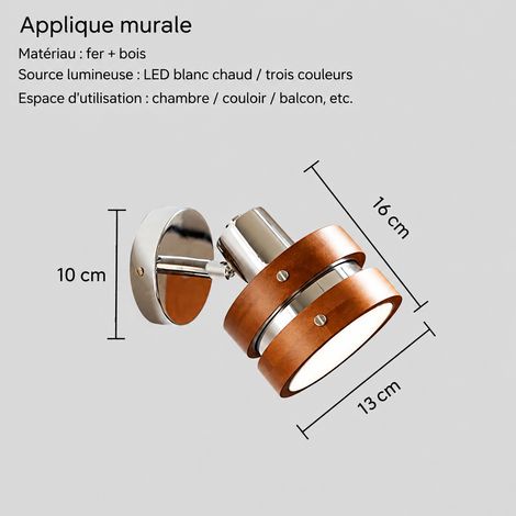 Applique murale minimaliste fer lumière blanche LED à spectre complet 110-220V 2 × 2 × 2 cm 300 g – Livraison gratuite
