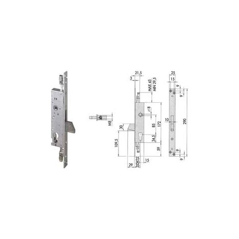 SERRATURA TRIPLICE INFILARE PER MONTANTI SOLO CATEN. 46800 (EX46300)  mm.30 (46800300)    CISA