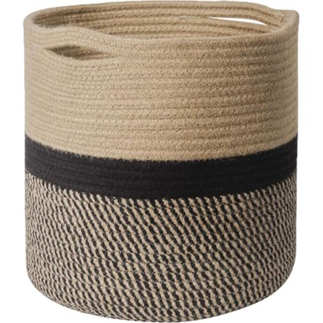 Panier à linge pliable en corde de coton, panier de rangement tissé pour salle de bain, jouets, artisanat et vêtements