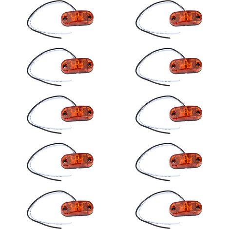 10 feux de position latéraux ovales de 2,5 pouces à 2 LED, ultra-lumineux et étanches, adaptés aux voitures, remorques et camions, couleur ambre. (1/5)