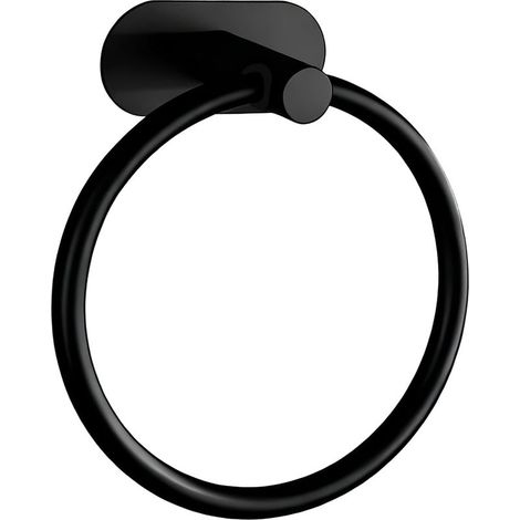 Anneau porte-serviettes en acier inoxydable 304 - Montage mural rond - Porte-serviettes autocollant - Pour salle de bain, cuisine et salon - Noir