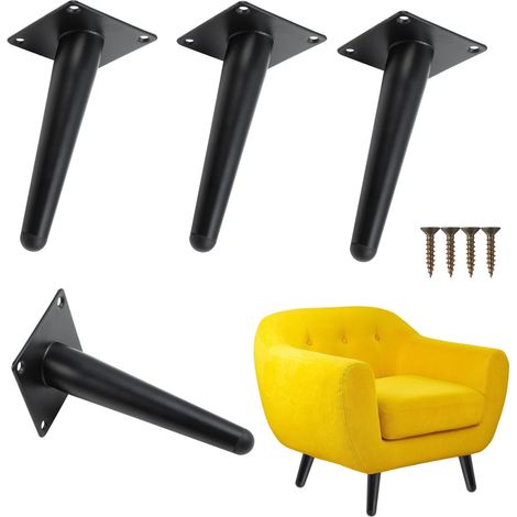 Noire 20 cm 4 pièces Pieds de Meuble Inclinés Pied de Table Réglable pieds de meubles réglables au design conique incliné parfaits pour canapés table