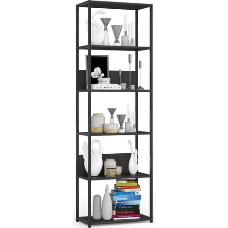 Scaffale stilo loft con ripiani in legno Nera 60 cm 60x32x192 cm (1/5)