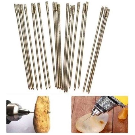Foret Bijouterie- 20pcs / Paquet Peu de forets lapidaires enduits de Diamant de 1mm, Aiguille Solide de Peu, Foret d\\'agate pour des Bijoux Agate (1/5)