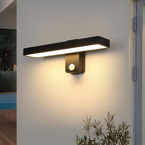Applique Exterieur avec Detecteur De Mouvement 24W, IP65 Lampe Exterieur Murale Noir Moderne, Entrée, Jardin, Garage, 3000K (1/5)