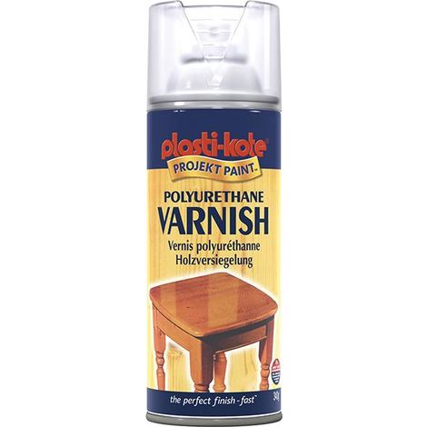 Plastikote Polyurethane Varnish Spray Clear Gloss 400ml - Non-yellowing