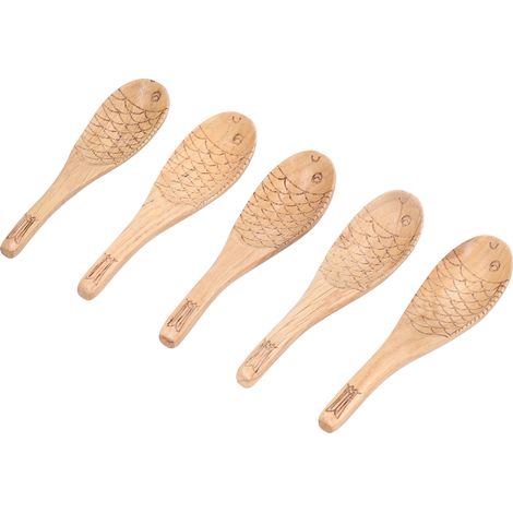 Lot de 5 cuillères à riz sculptées en forme de poisson, cuillères à soupe, un cadeau précieux chaque année, vaisselle de table (1/5)