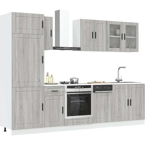 8-tlg. Küchenschrank-Set Kalmar Grau Sonoma Holzwerkstoff