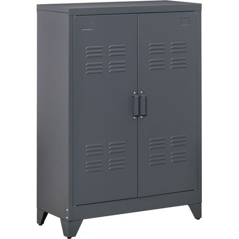 MOBILETTO MULTIUSO A 2 ANTE STILE INDUSTRIAL 75X33X110 CM GRIGIO (1/5)