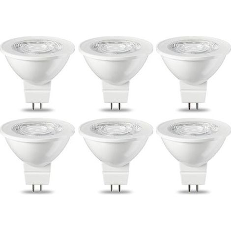 Lot de 6 ampoules LED GU5.3 MR16 5 W Blanc chaud non dimmable, 220 V [Classe énergétique G] (1/5)