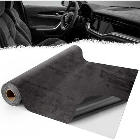 1 Rouleau Tissu Adhésif Microfibre 200x40 cm Gris Foncé Revêtement Daim Pour Tableau De Bord Intérieur Voiture Meubles (1/5)