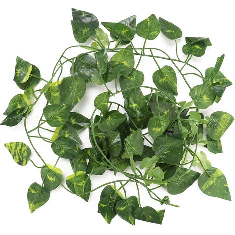 Feuilles Artificielles Lianes Suspendues 6.89ft pour Décor Reptile (Feuilles Scindapsus) (1/5)
