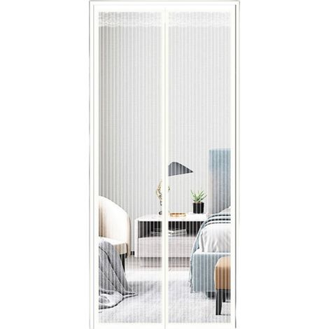 mosquitera, cierre magnético, malla a rayas blancas, 70x200cm, para puerta de entrada y patio. (1/5)